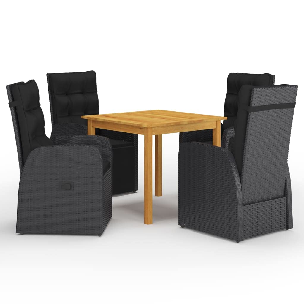 vidaXL Patio Dining Set 5 Piece Garden Outdoor Balcony Backyard Terrace Dinner Dinette Seating Table Chair Furniture Set Home Black